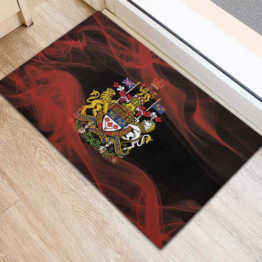 Canada Flag Coat of Arms Rubber Doormat Light Wave Abstract Style