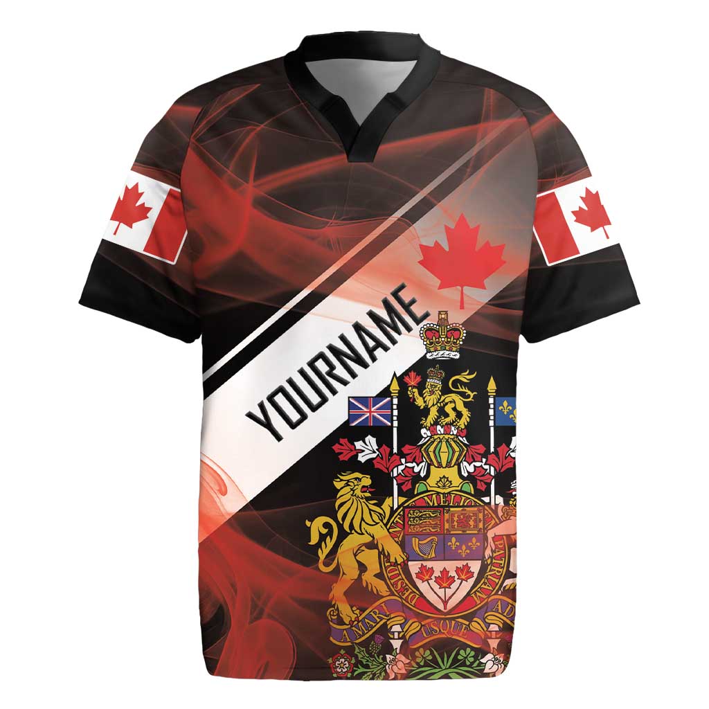 Canada Flag Coat of Arms Rugby Jersey Light Wave Abstract Style