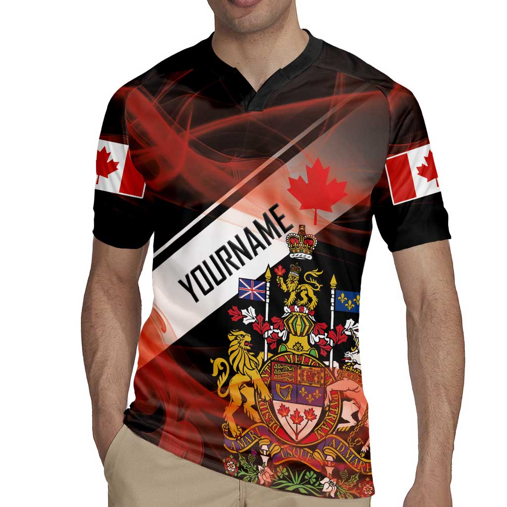 Canada Flag Coat of Arms Rugby Jersey Light Wave Abstract Style