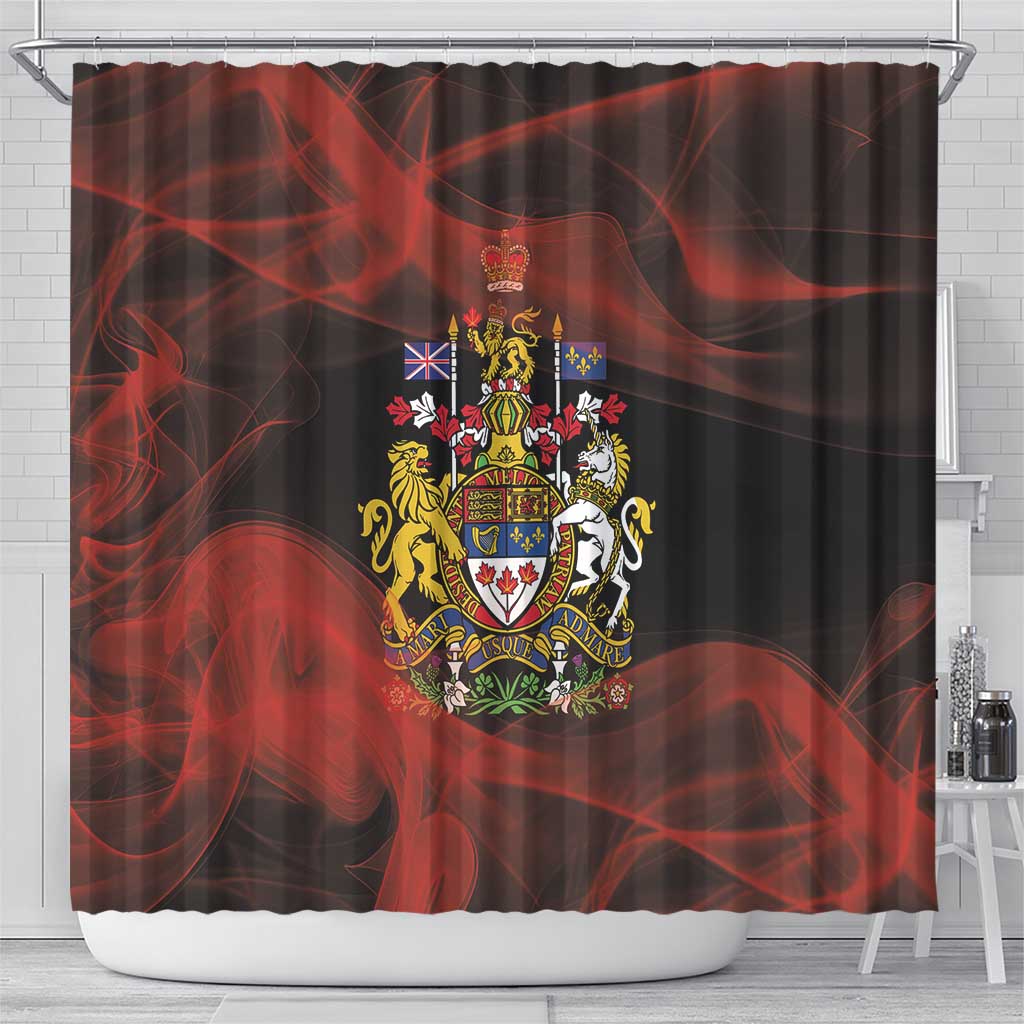 Canada Flag Coat of Arms Shower Curtain Light Wave Abstract Style