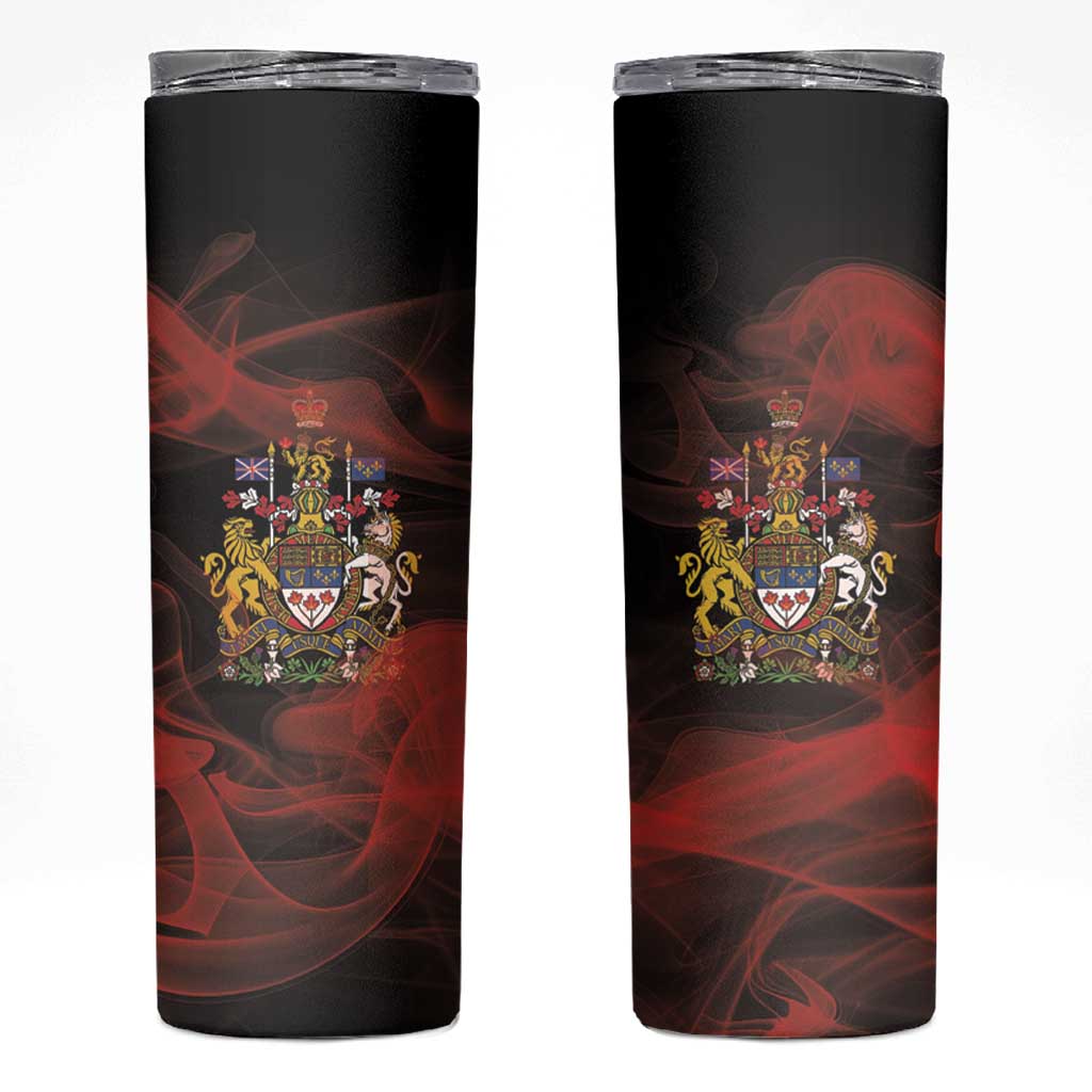 Canada Flag Coat of Arms Skinny Tumbler Light Wave Abstract Style