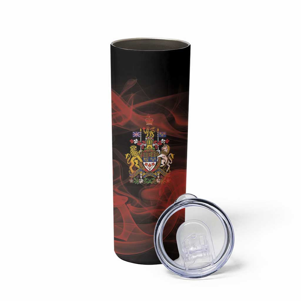 Canada Flag Coat of Arms Skinny Tumbler Light Wave Abstract Style