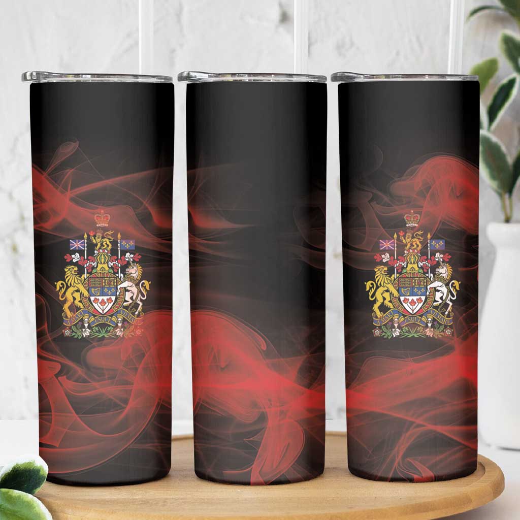 Canada Flag Coat of Arms Skinny Tumbler Light Wave Abstract Style