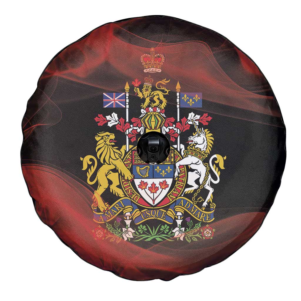 Canada Flag Coat of Arms Spare Tire Cover Light Wave Abstract Style