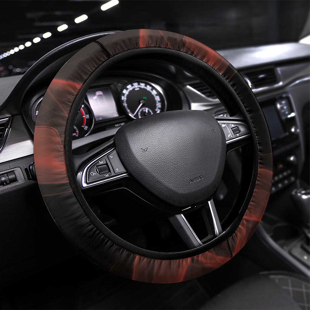 Canada Flag Coat of Arms Steering Wheel Cover Light Wave Abstract Style