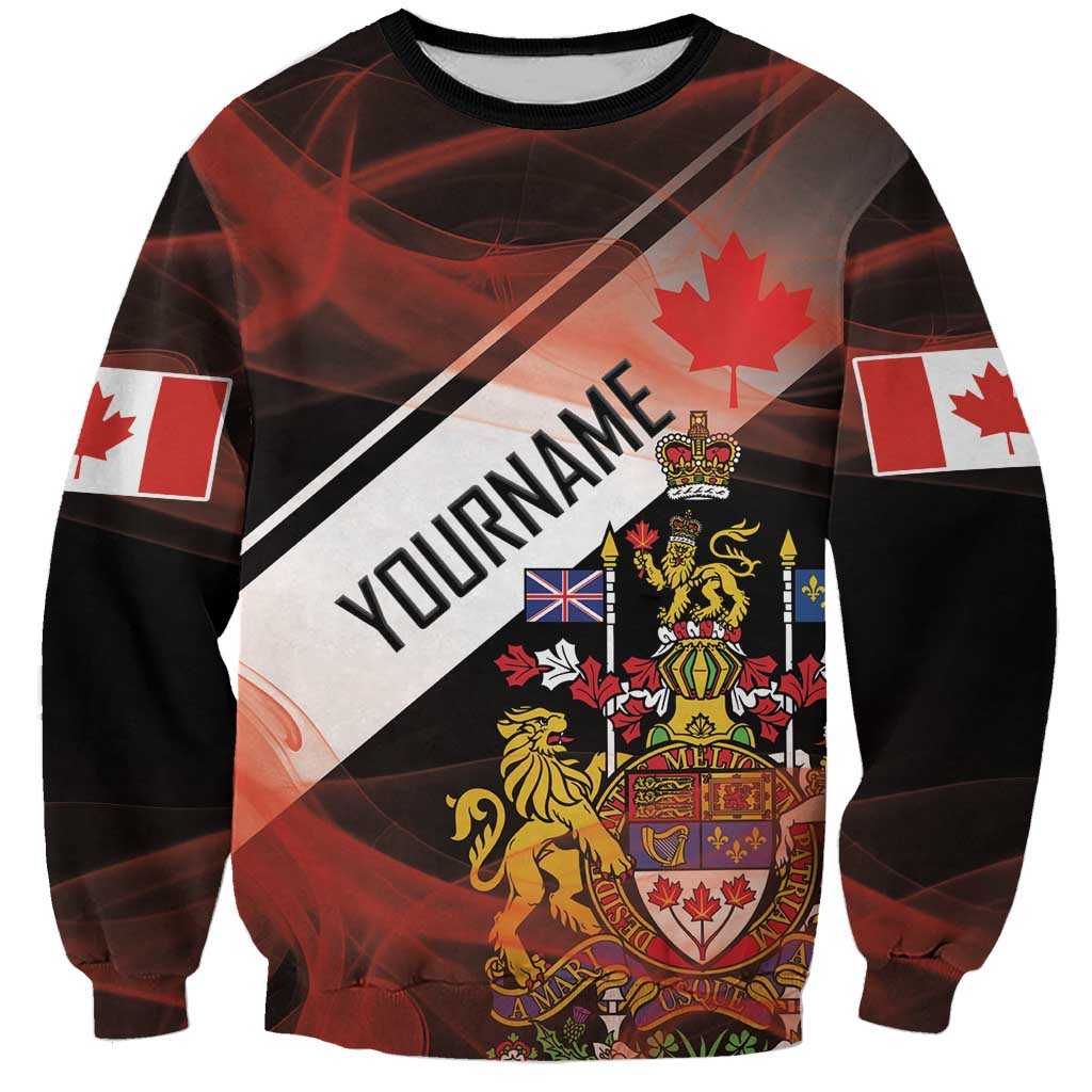 Canada Flag Coat of Arms Sweatshirt Light Wave Abstract Style