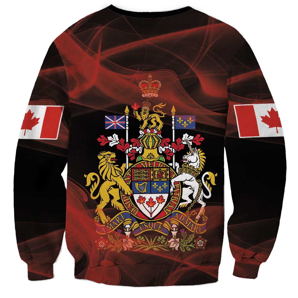Canada Flag Coat of Arms Sweatshirt Light Wave Abstract Style