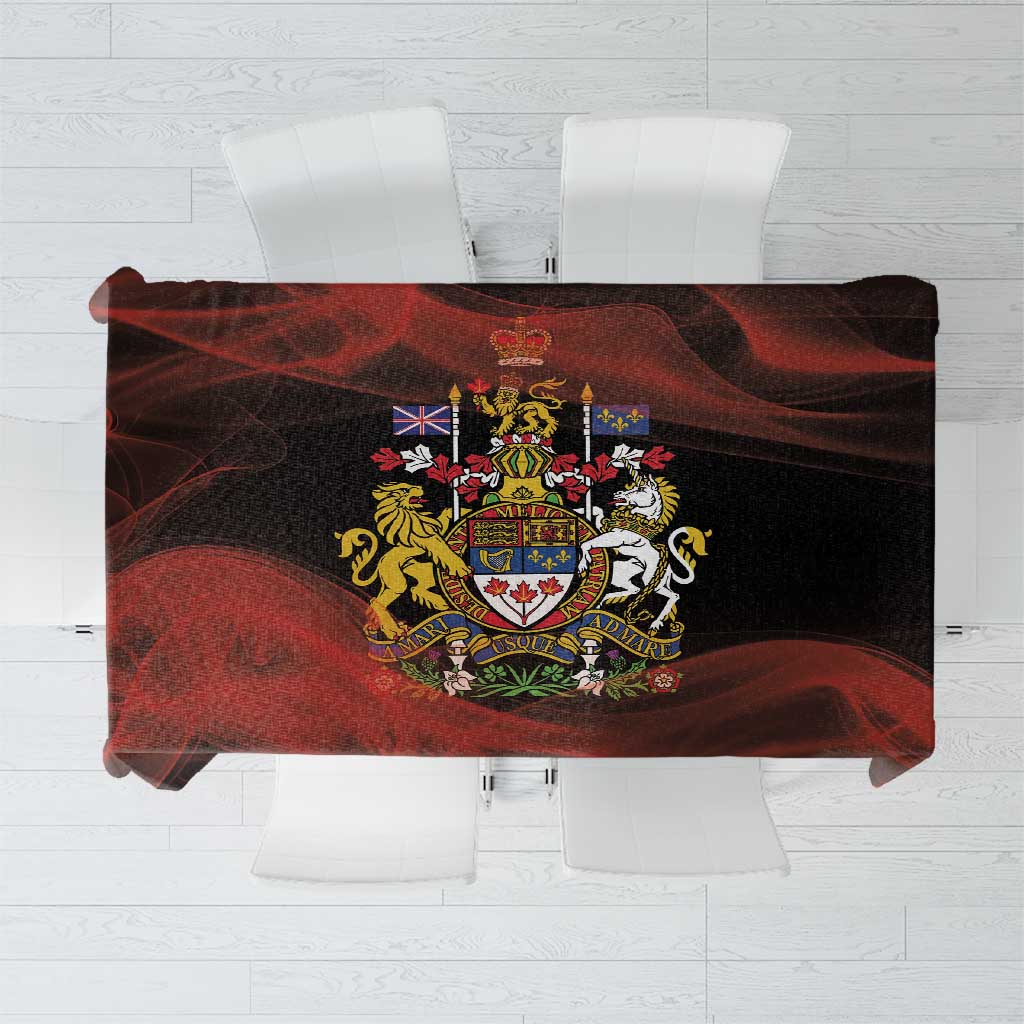 Canada Flag Coat of Arms Tablecloth Light Wave Abstract Style