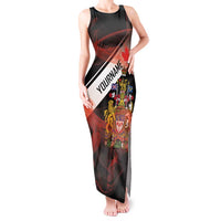 Canada Flag Coat of Arms Tank Maxi Dress Light Wave Abstract Style