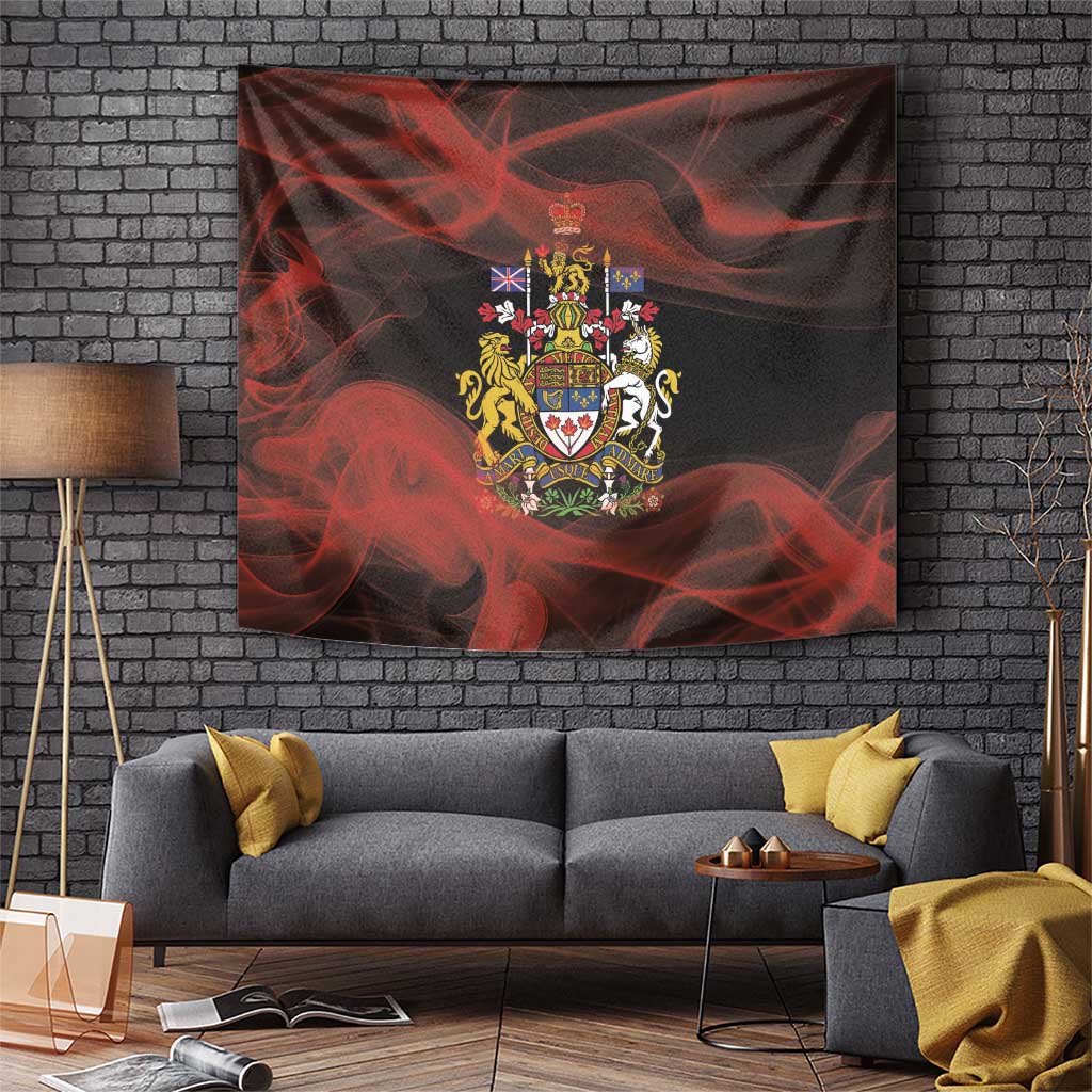 Canada Flag Coat of Arms Tapestry Light Wave Abstract Style