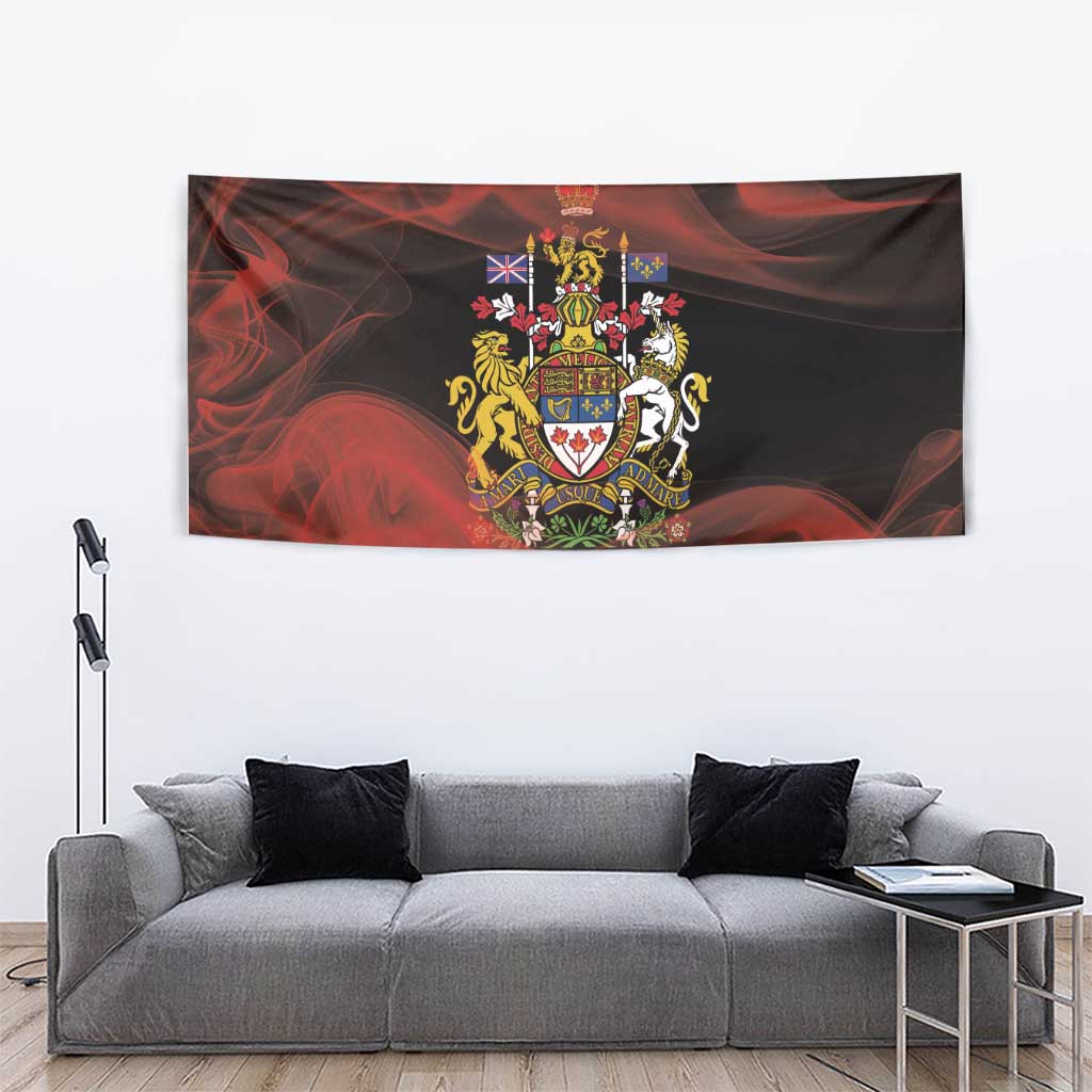 Canada Flag Coat of Arms Tapestry Light Wave Abstract Style