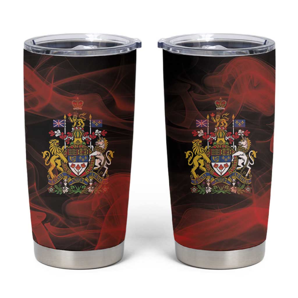 Canada Flag Coat of Arms Tumbler Cup Light Wave Abstract Style