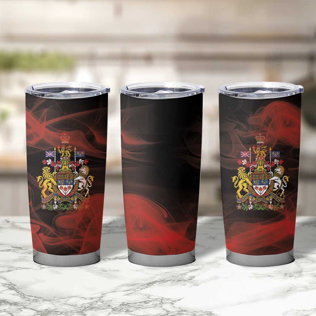 Canada Flag Coat of Arms Tumbler Cup Light Wave Abstract Style