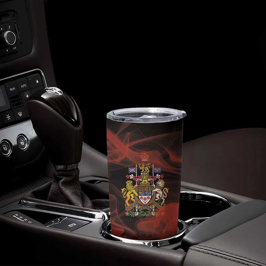 Canada Flag Coat of Arms Tumbler Cup Light Wave Abstract Style