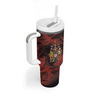 Canada Flag Coat of Arms Tumbler With Handle Light Wave Abstract Style