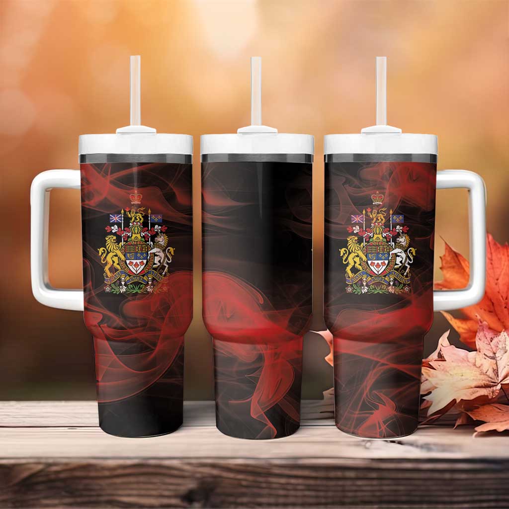 Canada Flag Coat of Arms Tumbler With Handle Light Wave Abstract Style