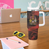 Canada Flag Coat of Arms Tumbler With Handle Light Wave Abstract Style