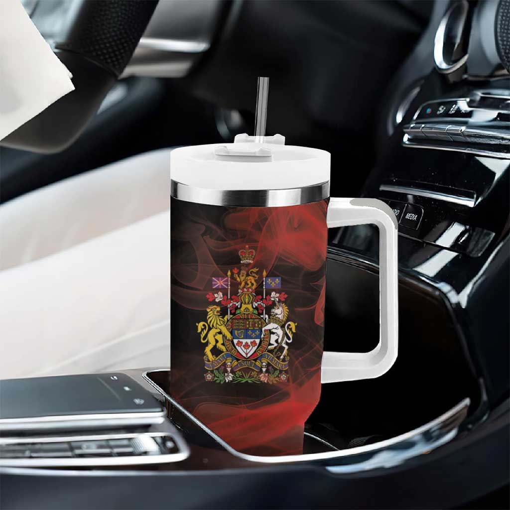 Canada Flag Coat of Arms Tumbler With Handle Light Wave Abstract Style