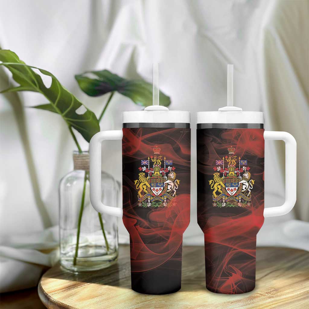 Canada Flag Coat of Arms Tumbler With Handle Light Wave Abstract Style