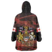 Canada Flag Coat of Arms Wearable Blanket Hoodie Light Wave Abstract Style