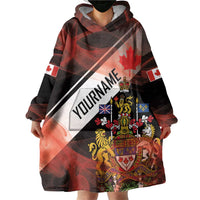 Canada Flag Coat of Arms Wearable Blanket Hoodie Light Wave Abstract Style