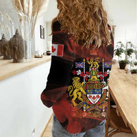 Canada Flag Coat of Arms Women Casual Shirt Light Wave Abstract Style