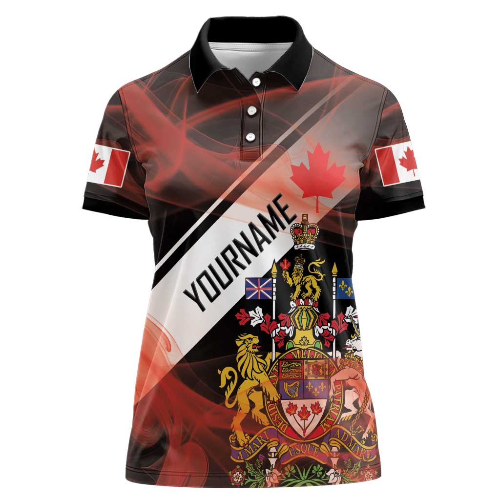 Canada Flag Coat of Arms Women Polo Shirt Light Wave Abstract Style