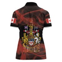 Canada Flag Coat of Arms Women Polo Shirt Light Wave Abstract Style
