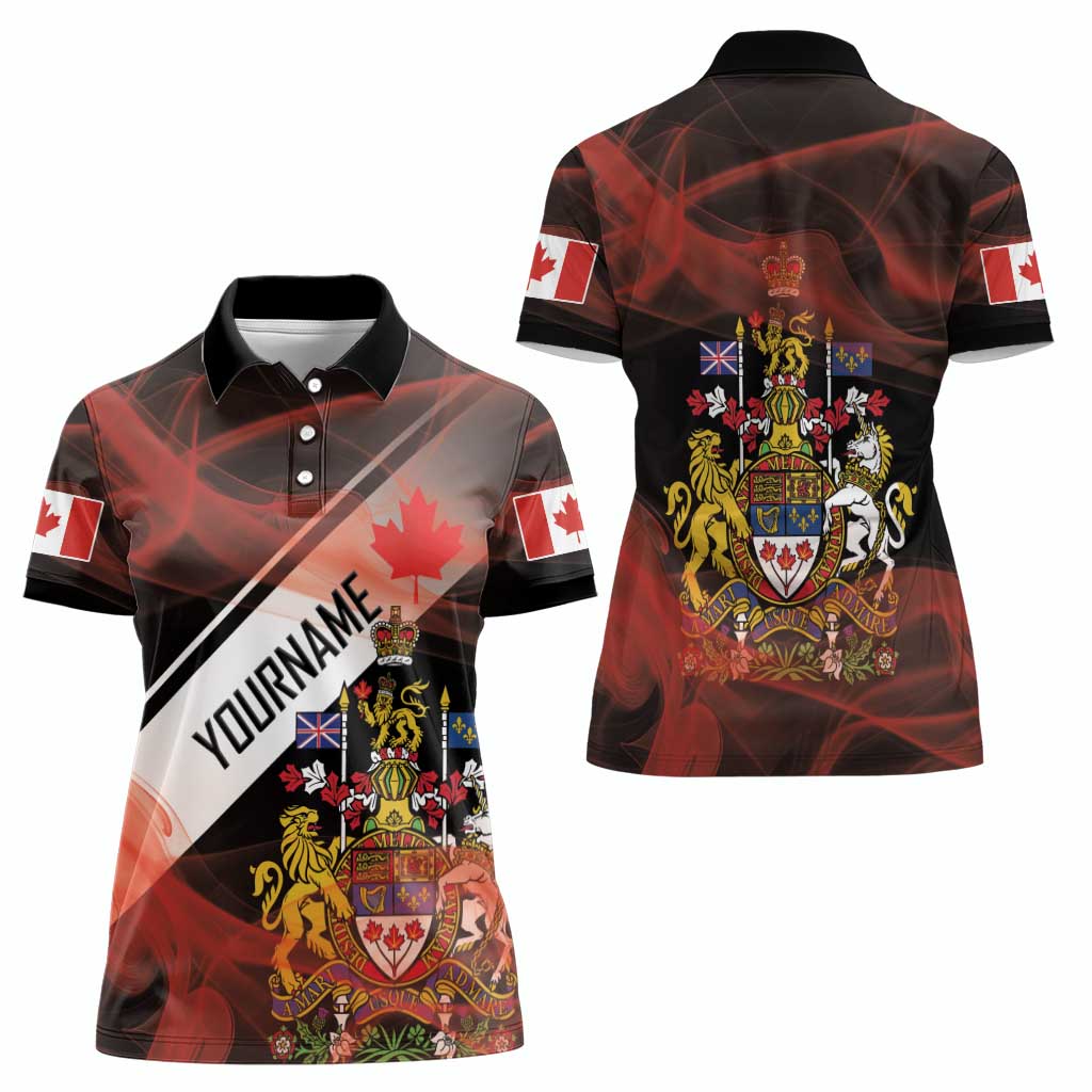 Canada Flag Coat of Arms Women Polo Shirt Light Wave Abstract Style