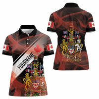 Canada Flag Coat of Arms Women Polo Shirt Light Wave Abstract Style