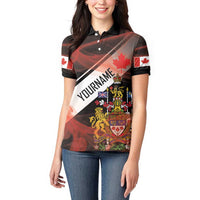 Canada Flag Coat of Arms Women Polo Shirt Light Wave Abstract Style