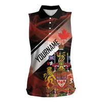 Canada Flag Coat of Arms Women Sleeveless Polo Shirt Light Wave Abstract Style