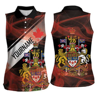 Canada Flag Coat of Arms Women Sleeveless Polo Shirt Light Wave Abstract Style
