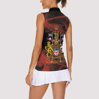 Canada Flag Coat of Arms Women Sleeveless Polo Shirt Light Wave Abstract Style