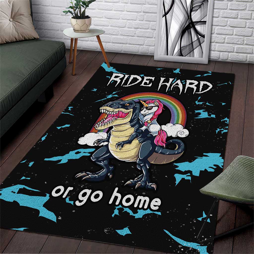 Christmas Dinosaur Unicorn Area Rug Ride Hard or Go Home - Wonder Print Shop