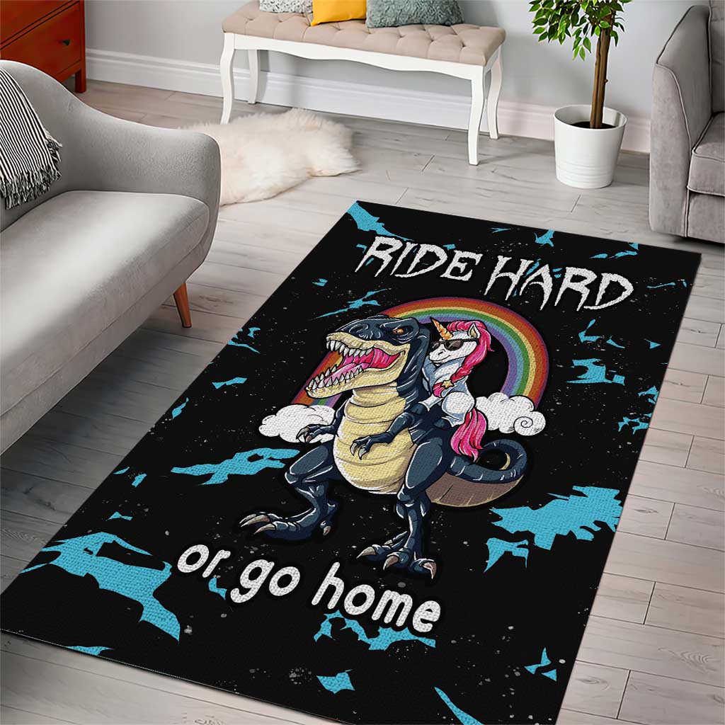 Christmas Dinosaur Unicorn Area Rug Ride Hard or Go Home - Wonder Print Shop