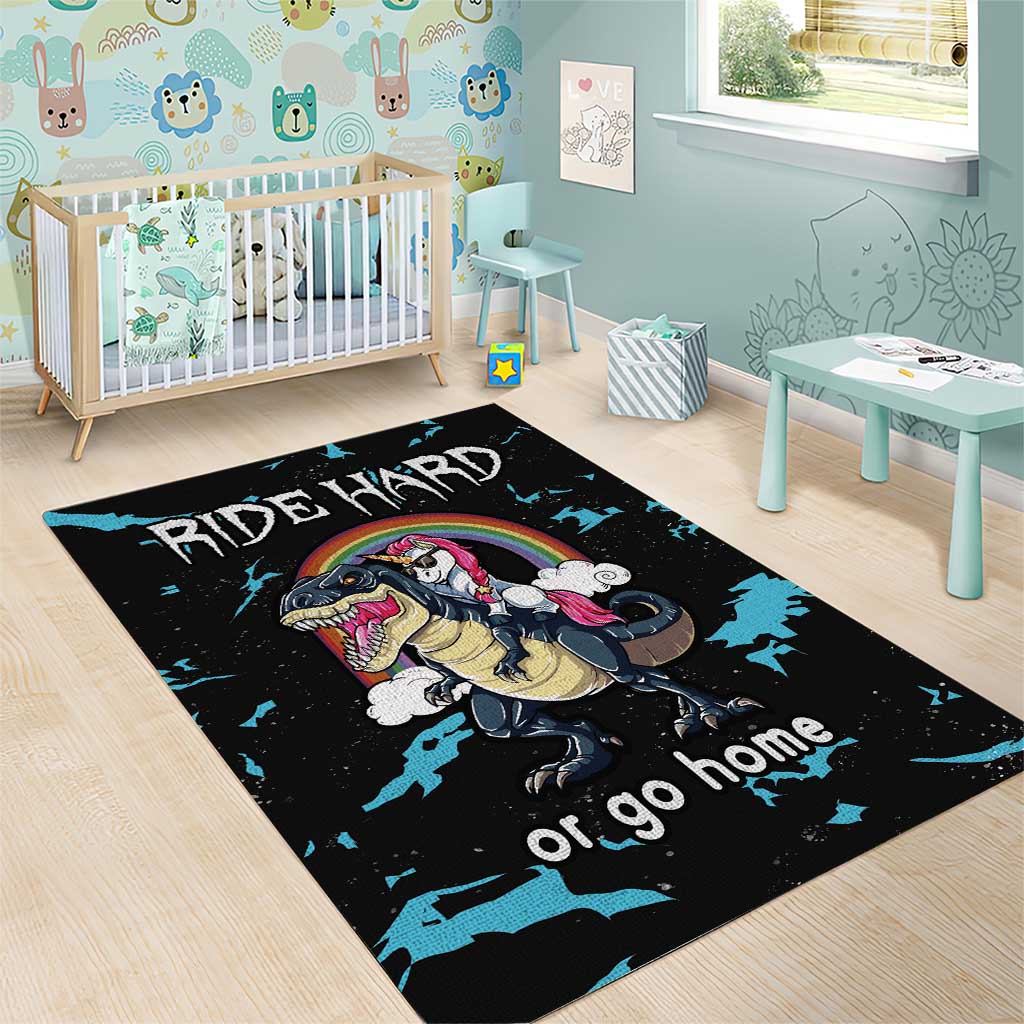 Christmas Dinosaur Unicorn Area Rug Ride Hard or Go Home - Wonder Print Shop