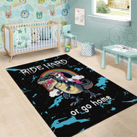 Christmas Dinosaur Unicorn Area Rug Ride Hard or Go Home - Wonder Print Shop