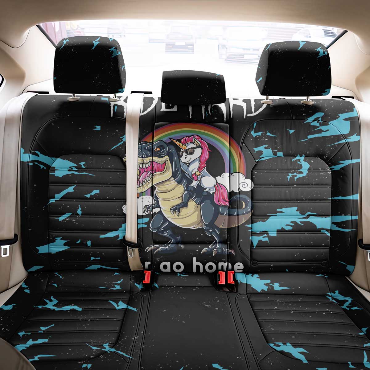 Christmas Dinosaur Unicorn Back Car Seat Cover Ride Hard or Go Home - Wonder Print Shop