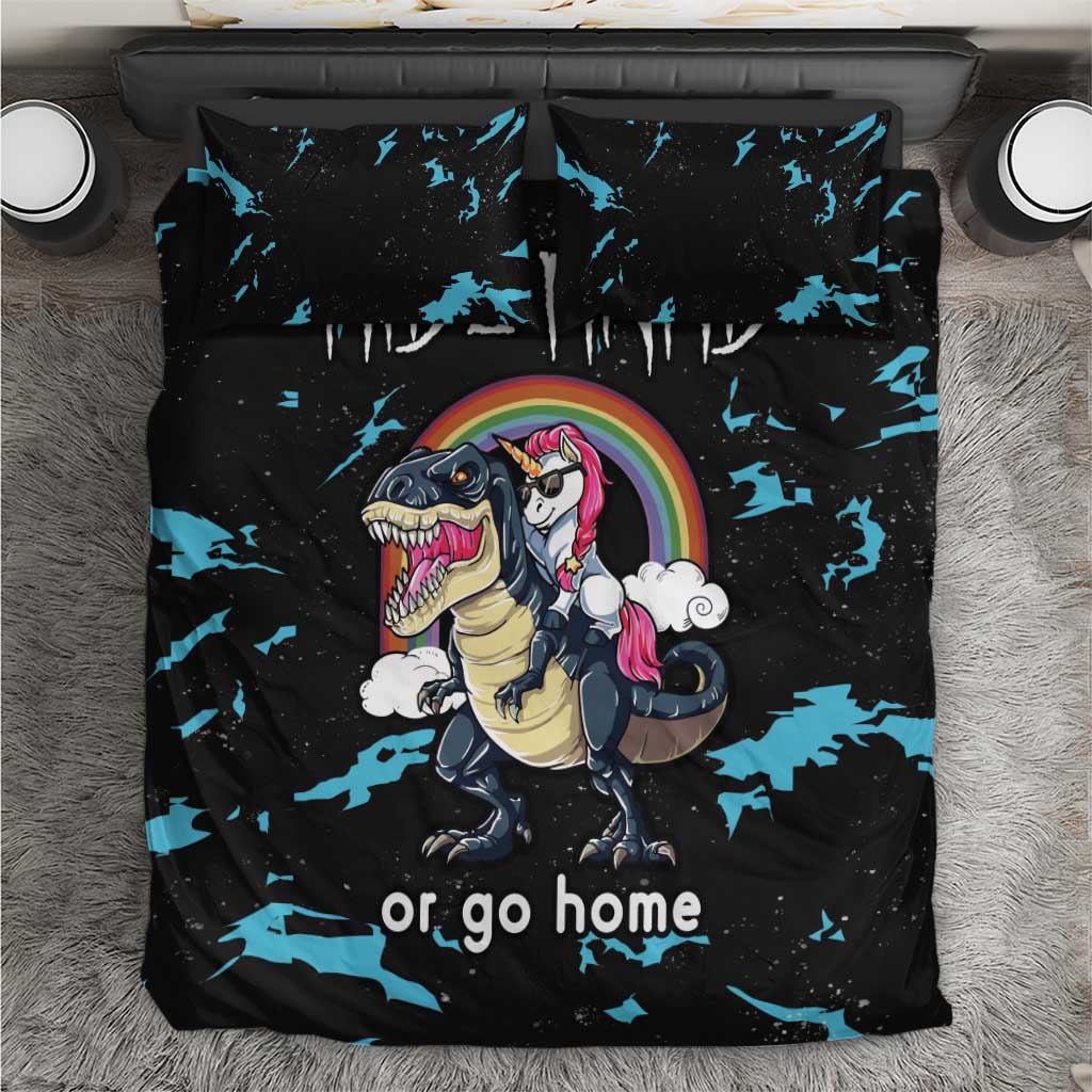 Christmas Dinosaur Unicorn Bedding Set Ride Hard or Go Home - Wonder Print Shop