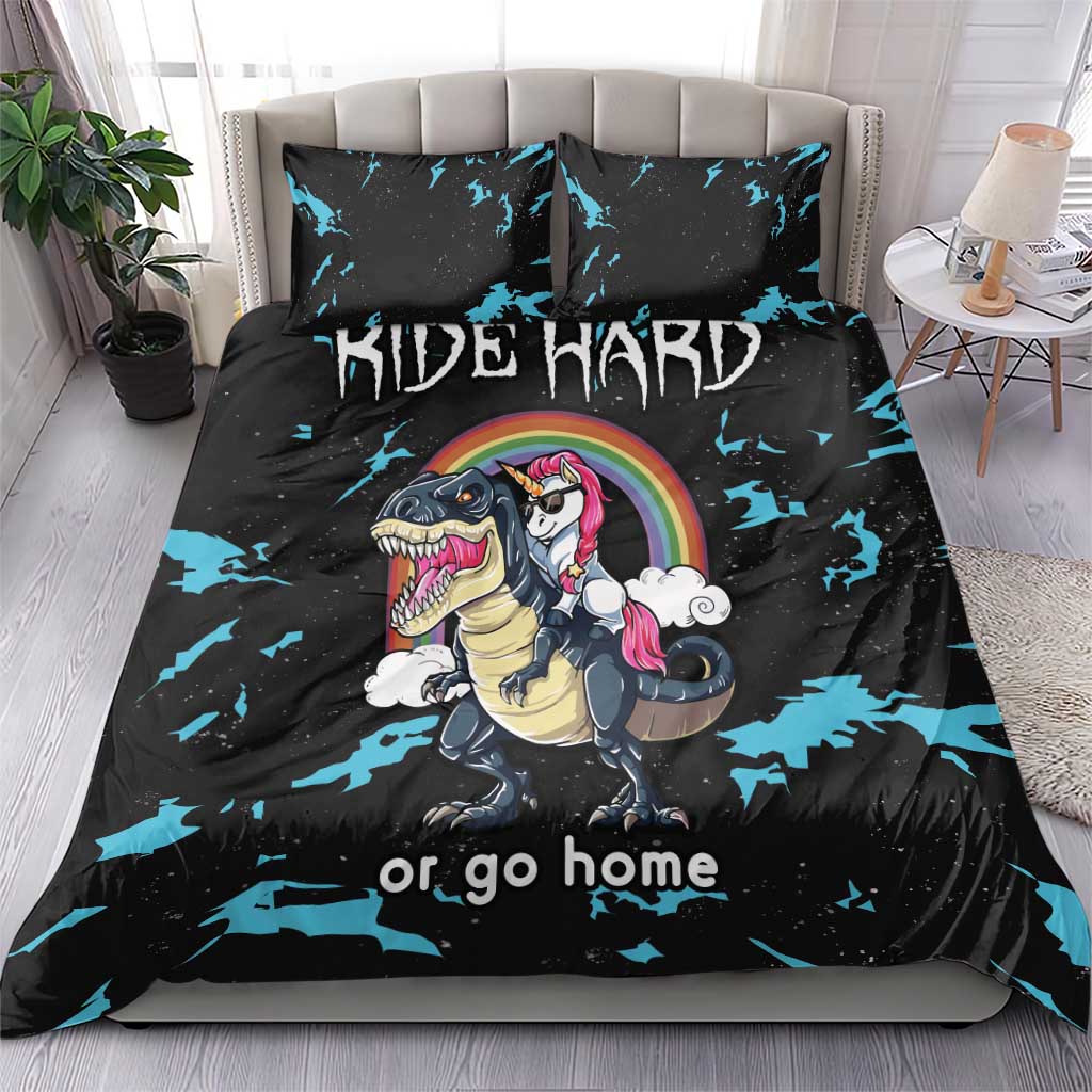Christmas Dinosaur Unicorn Bedding Set Ride Hard or Go Home - Wonder Print Shop