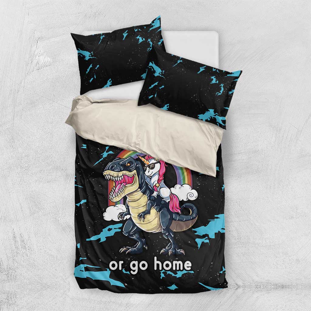 Christmas Dinosaur Unicorn Bedding Set Ride Hard or Go Home - Wonder Print Shop