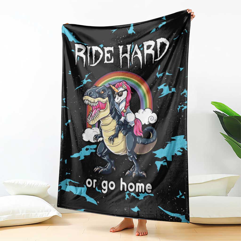 Christmas Dinosaur Unicorn Blanket Ride Hard or Go Home