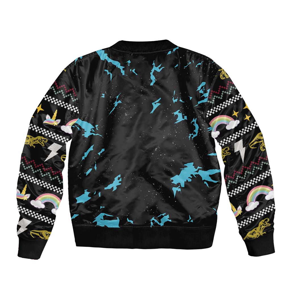 Christmas Dinosaur Unicorn Bomber Jacket Ride Hard or Go Home - Wonder Print Shop