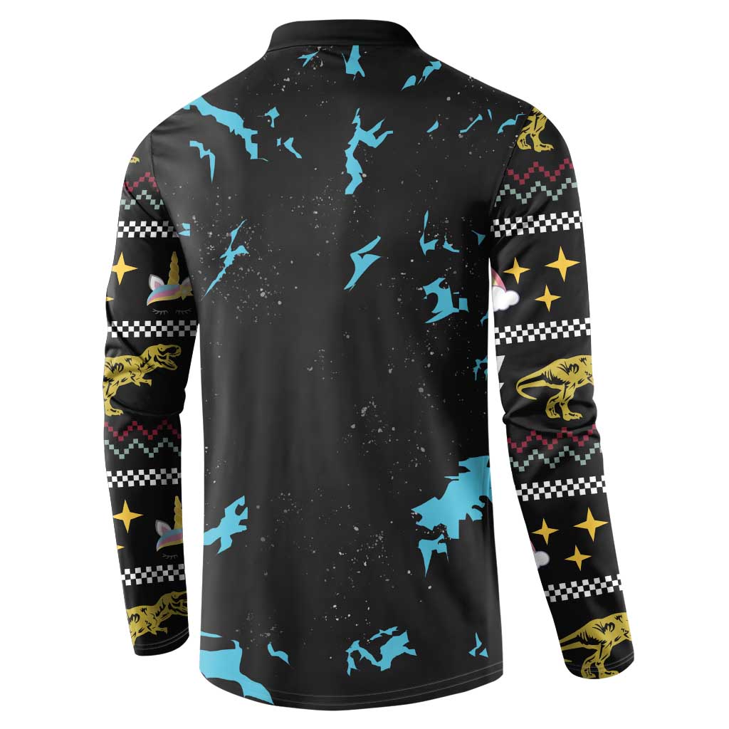 Christmas Dinosaur Unicorn Button Sweatshirt Ride Hard or Go Home - Wonder Print Shop