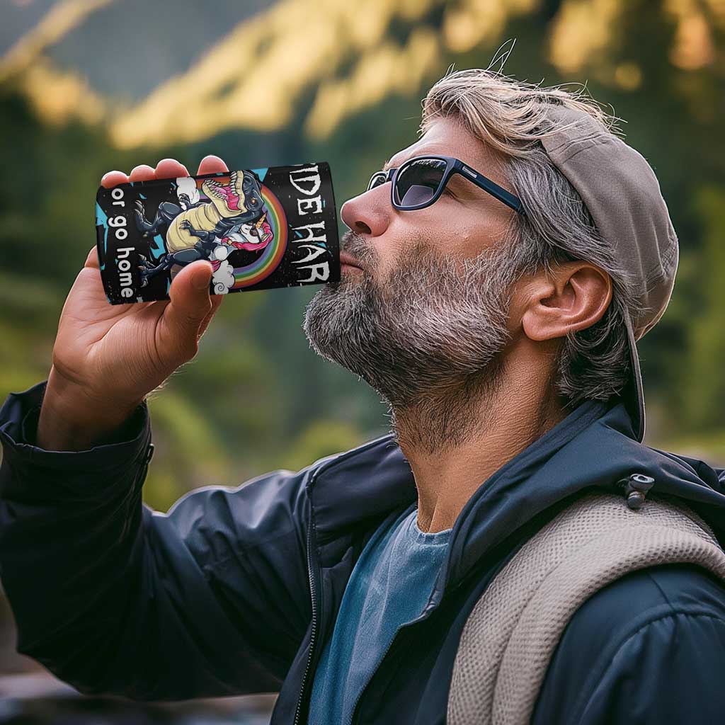 Christmas Dinosaur Unicorn 4 in 1 Can Cooler Tumbler Ride Hard or Go Home - Wonder Print Shop