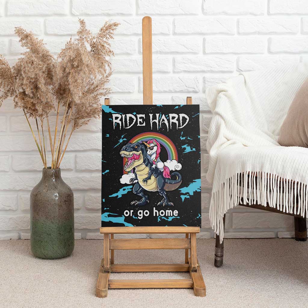 Christmas Dinosaur Unicorn Canvas Wall Art Ride Hard or Go Home - Wonder Print Shop