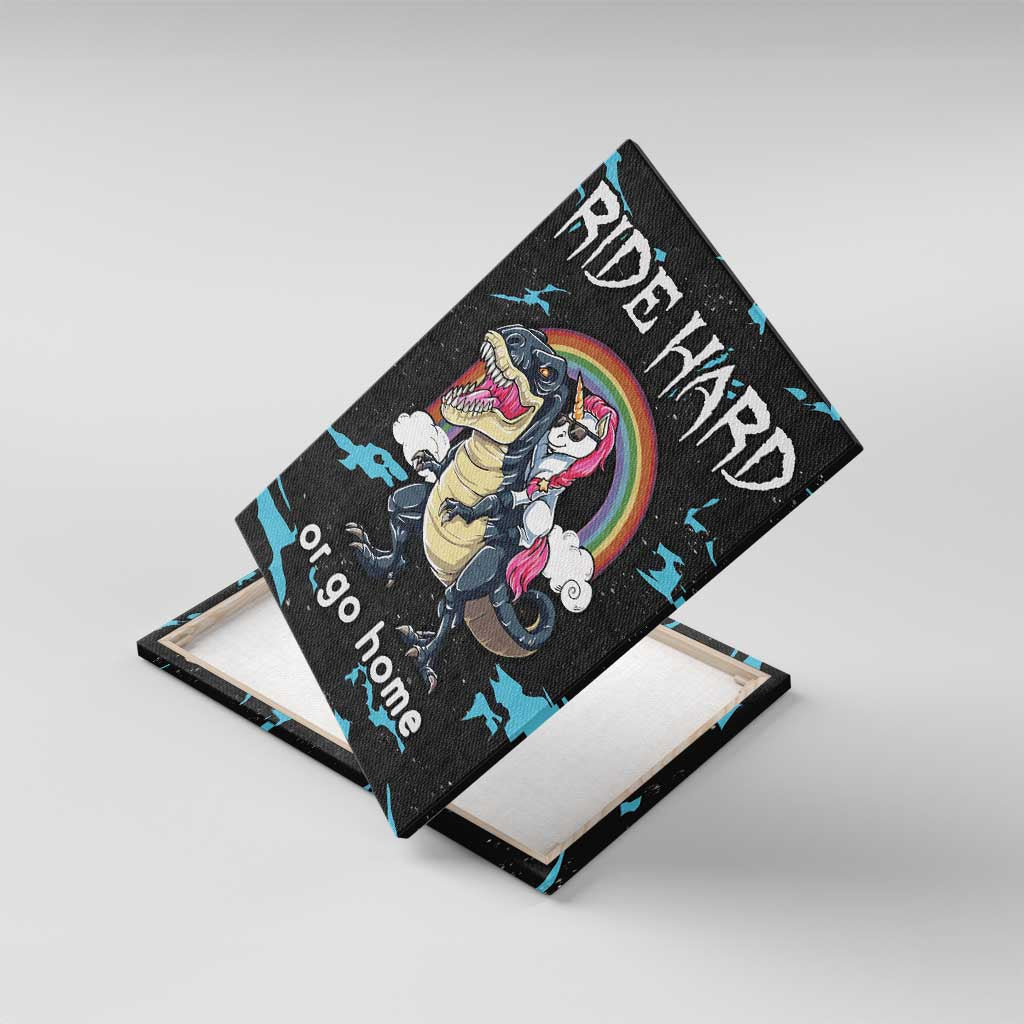 Christmas Dinosaur Unicorn Canvas Wall Art Ride Hard or Go Home - Wonder Print Shop