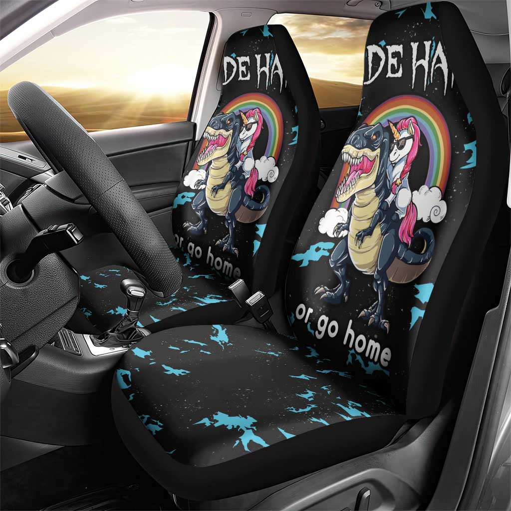 Christmas Dinosaur Unicorn Car Seat Cover Ride Hard or Go Home - Wonder Print Shop