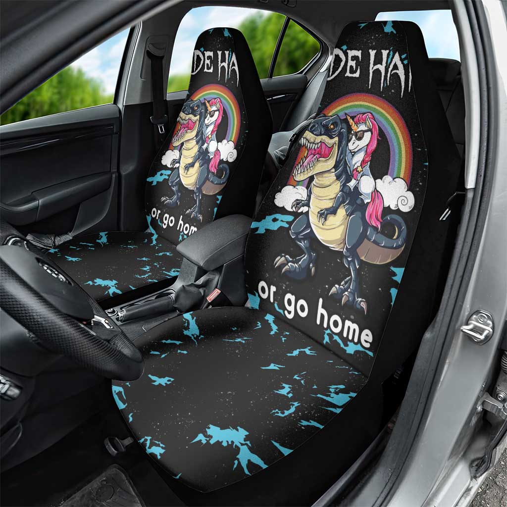 Christmas Dinosaur Unicorn Car Seat Cover Ride Hard or Go Home - Wonder Print Shop